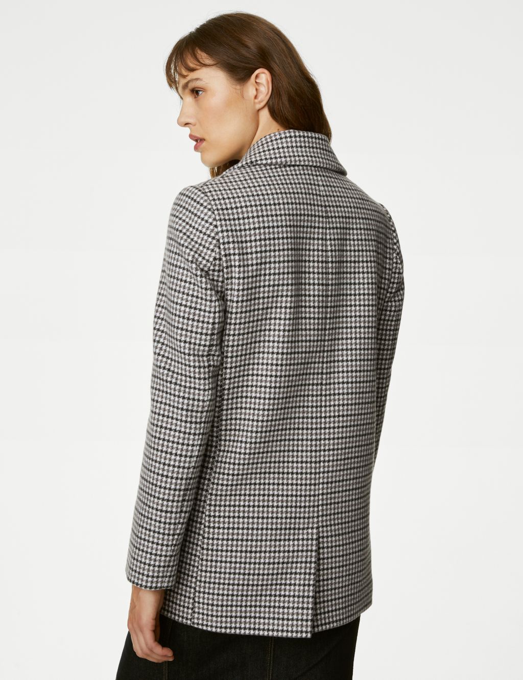 Checked Double Breasted Short Coat image 5