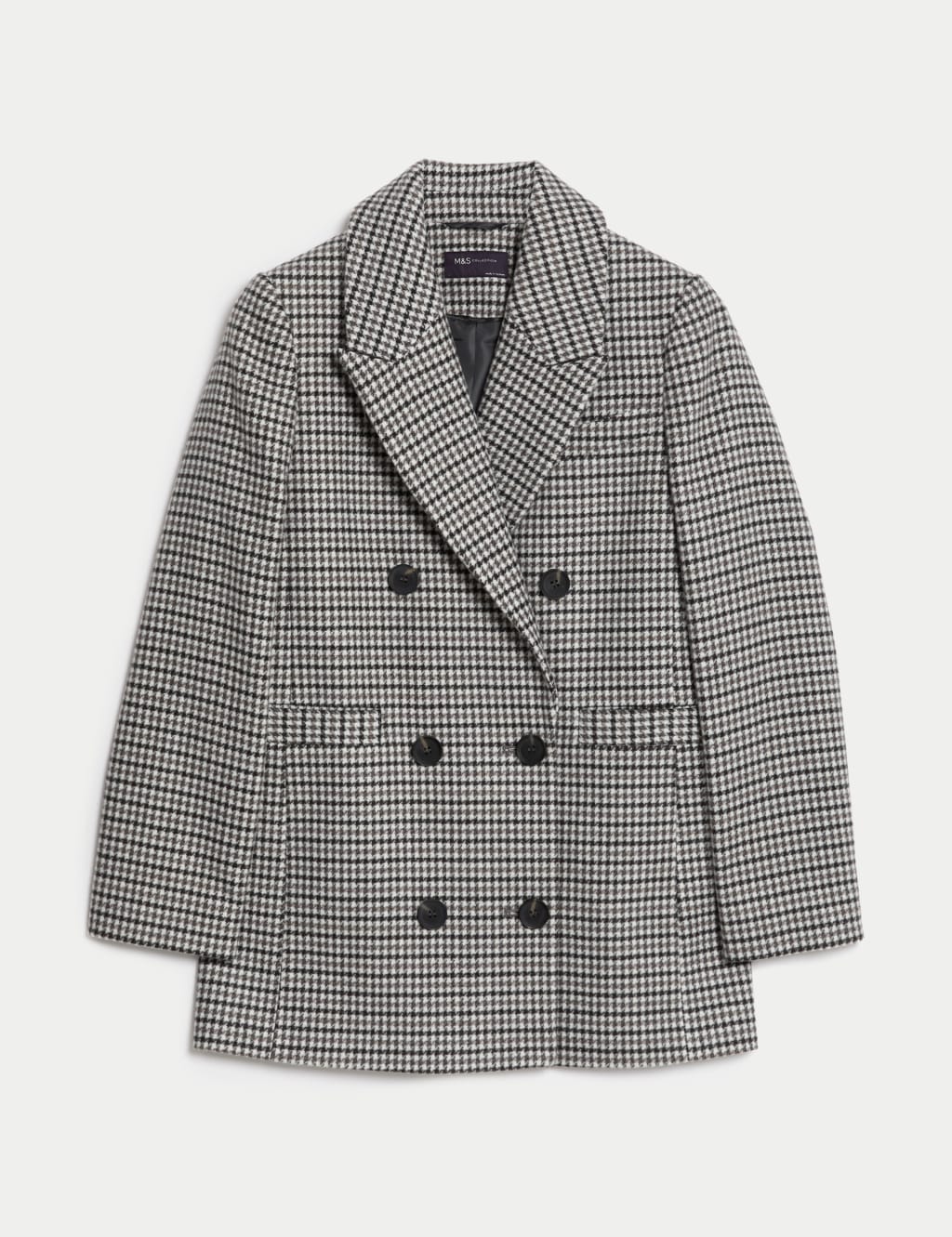 Checked Double Breasted Short Coat image 2