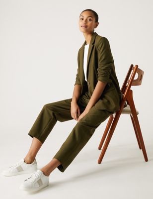 

Womens M&S Collection Jersey Tapered Ankle Grazer Trousers - Dark Khaki, Dark Khaki