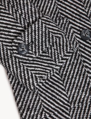 

Womens M&S Collection Herringbone Double Breasted Longline Coat - Black Mix, Black Mix