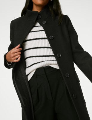 Belted Funnel Neck Trench Coat