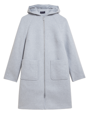 

Womens M&S Collection Wool Blend Hooded Tailored Coat - Grey Marl, Grey Marl