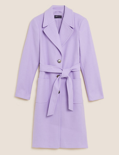 Belted Single Breasted Tailored Coat