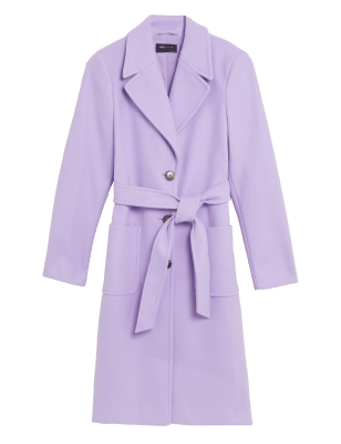 

Womens M&S Collection Belted Single Breasted Tailored Coat - Dusted Lilac, Dusted Lilac