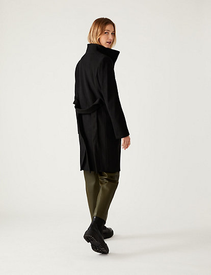 Belted Funnel Neck Trench Coat