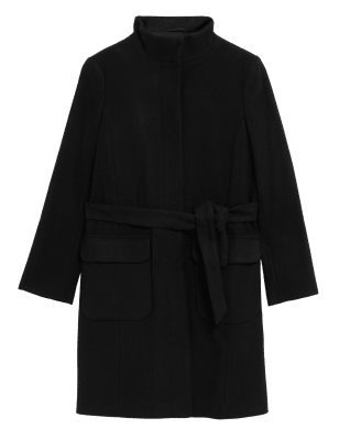 

Womens M&S Collection Belted Funnel Neck Trench Coat - Black, Black