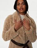 Faux Fur Belted Longline Coat