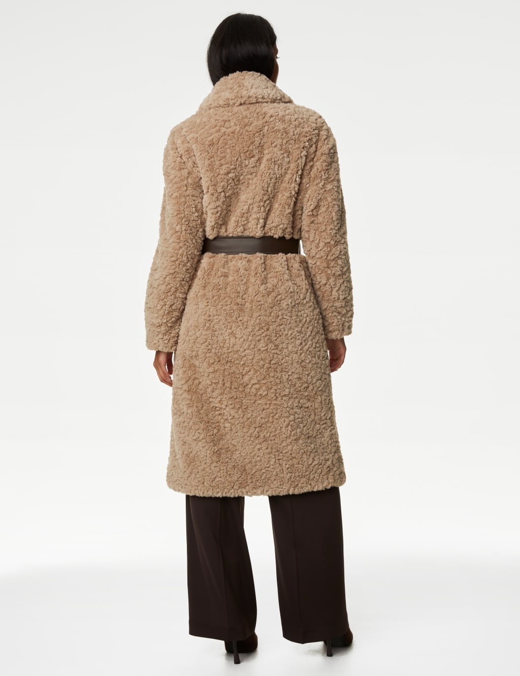Faux Fur Belted Longline Coat image 5