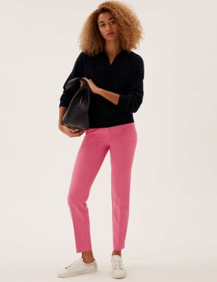 

Womens M&S Collection Slim Fit Ankle Grazer Trousers - Fuchsia, Fuchsia