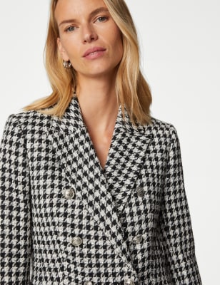 Tweed Dogtooth Double Breasted Blazer