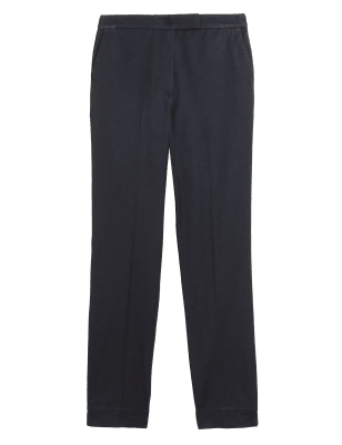 

Womens M&S Collection Cotton Blend Slim Fit Ankle Grazer Trousers - Navy, Navy