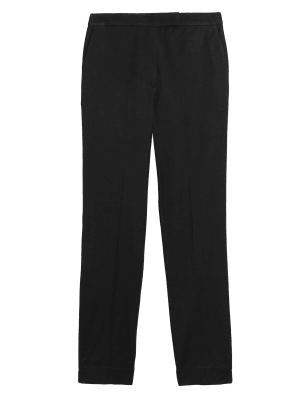 

Womens M&S Collection Cotton Blend Slim Fit Ankle Grazer Trousers - Black, Black