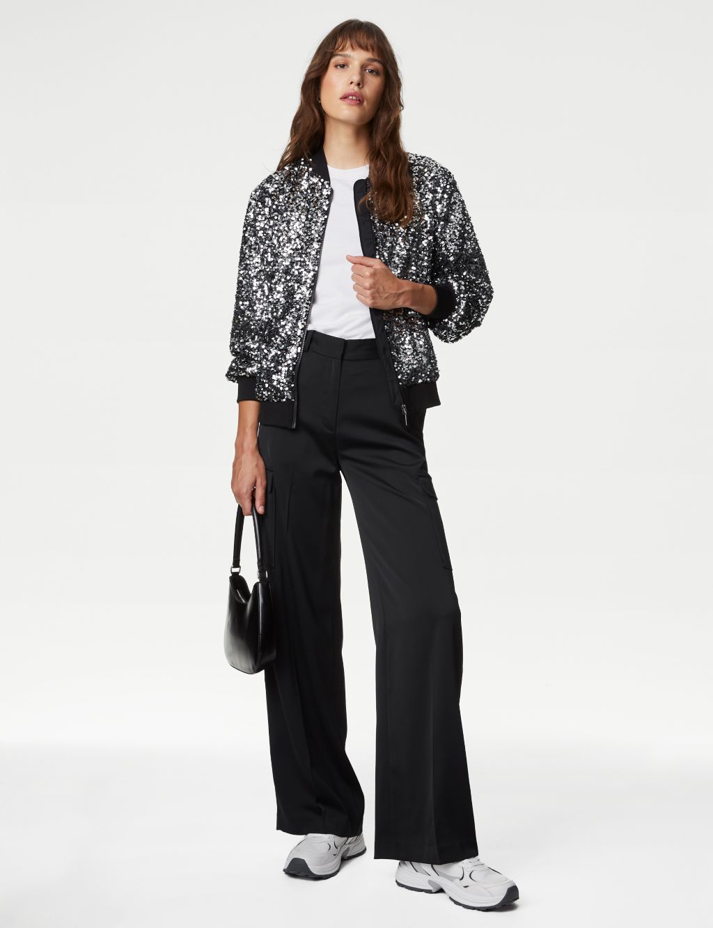 Sequin Relaxed Bomber Jacket image 3