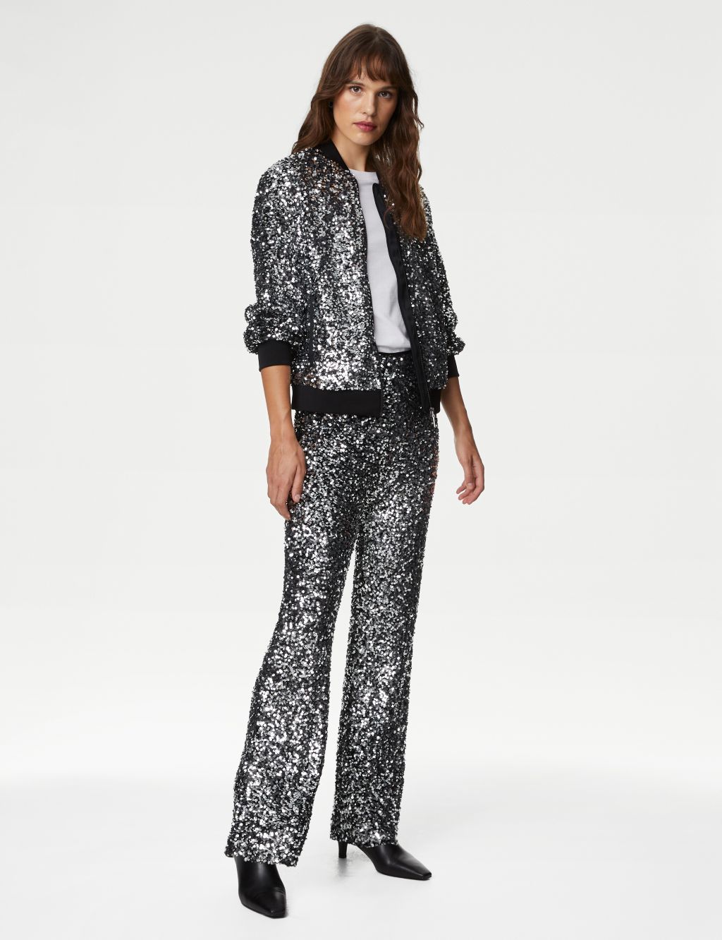 Sequin Relaxed Bomber Jacket image 8