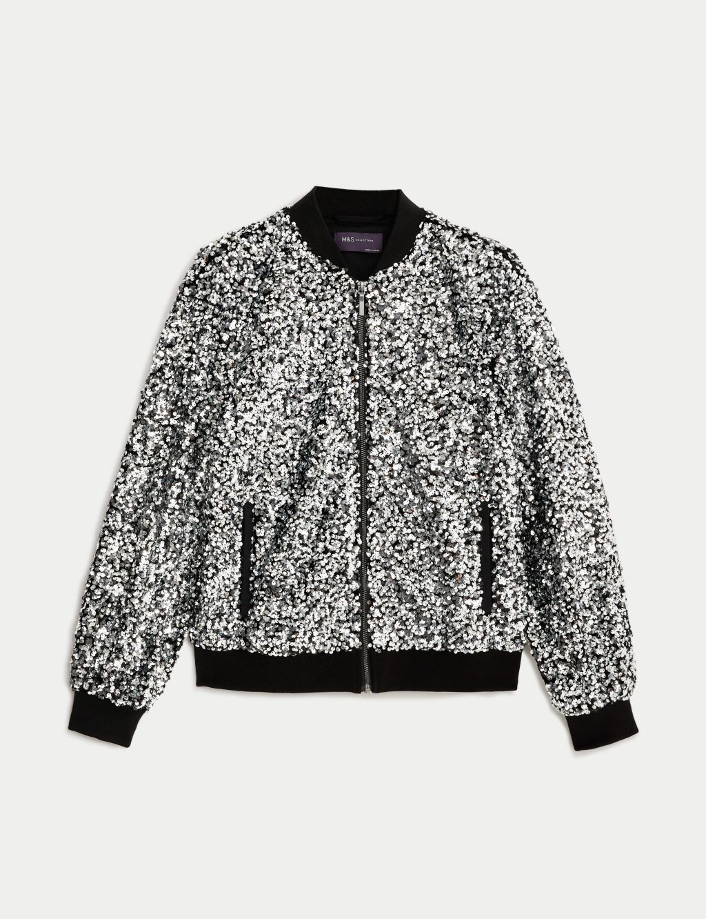 Sequin Relaxed Bomber Jacket image 2