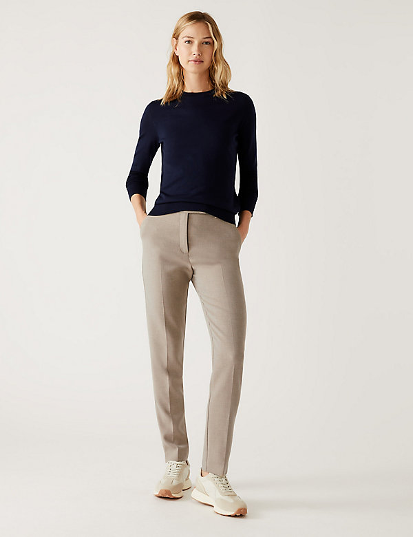Marl Slim Fit Ankle Grazer Trousers - BE