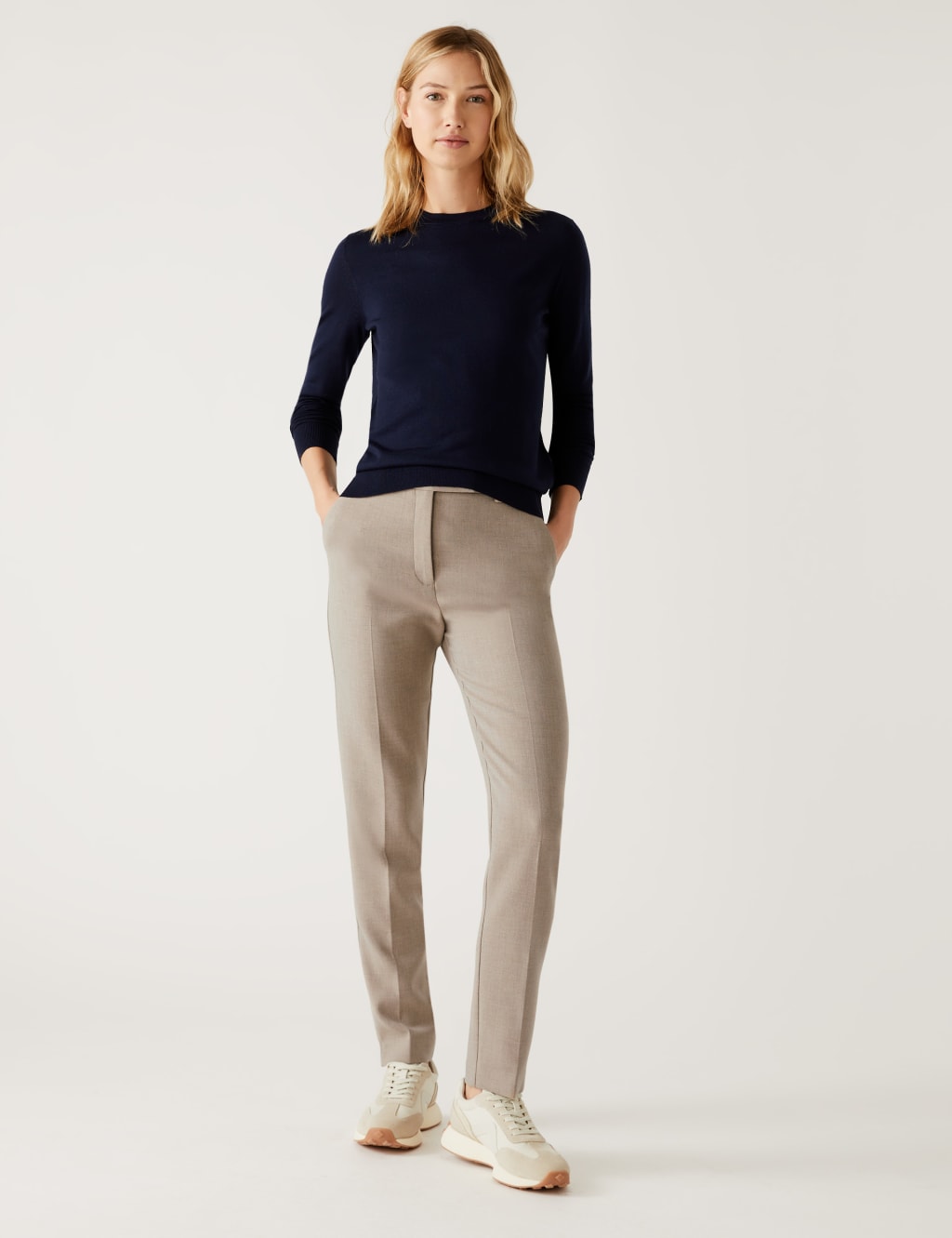 Marl Slim Fit Ankle Grazer Trousers image 2