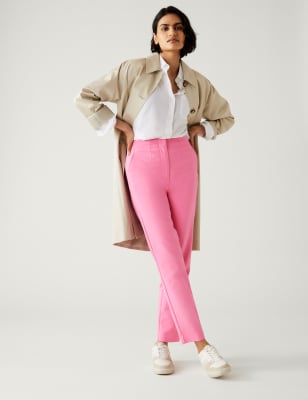 Pink ankle best sale grazer trousers