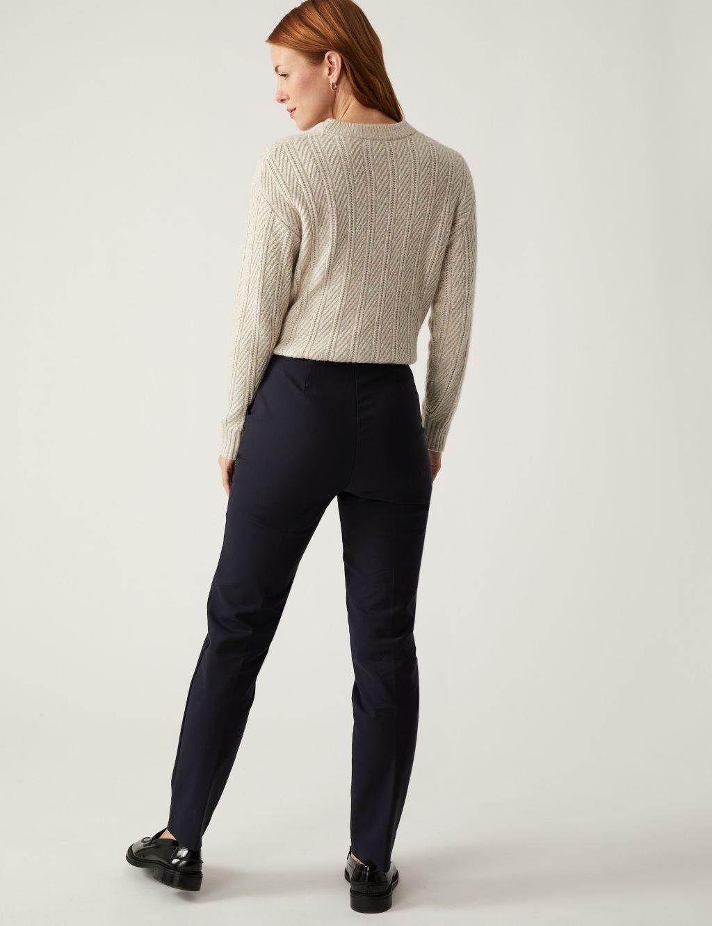 Cotton Blend Slim Fit Ankle Grazer Trousers image 5