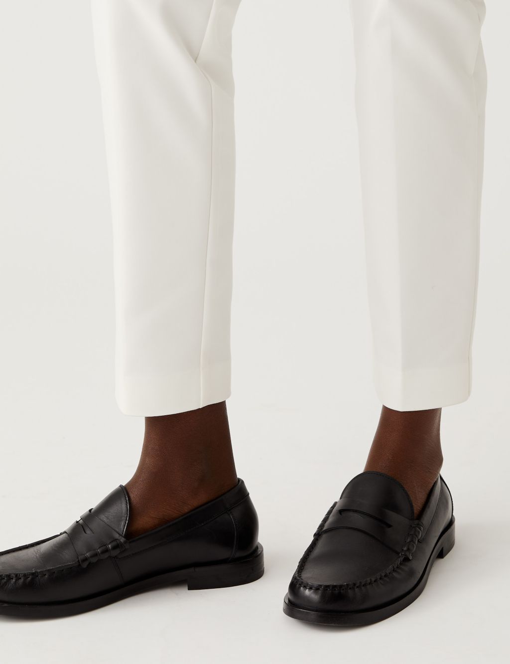 Cotton Blend Slim Fit Ankle Grazer Trousers image 3