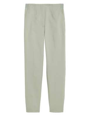 

Womens M&S Collection Cotton Blend Slim Fit Ankle Grazer Trousers - Soft Green, Soft Green