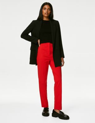 

Womens M&S Collection Cotton Blend Slim Fit Ankle Grazer Trousers - Poppy, Poppy