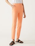 Cotton Blend Slim Fit Ankle Grazer Trousers