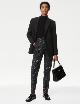 

Womens M&S Collection Cotton Rich Printed Slim Fit Trousers - Black Mix, Black Mix