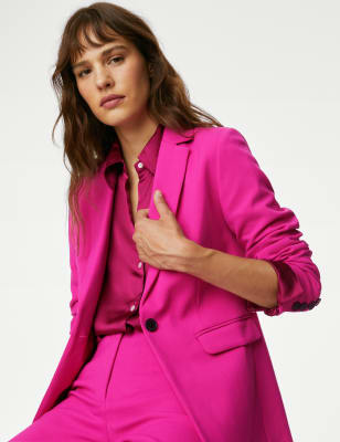 

Womens M&S Collection Tailored Single Breasted Blazer - Bright Pink, Bright Pink