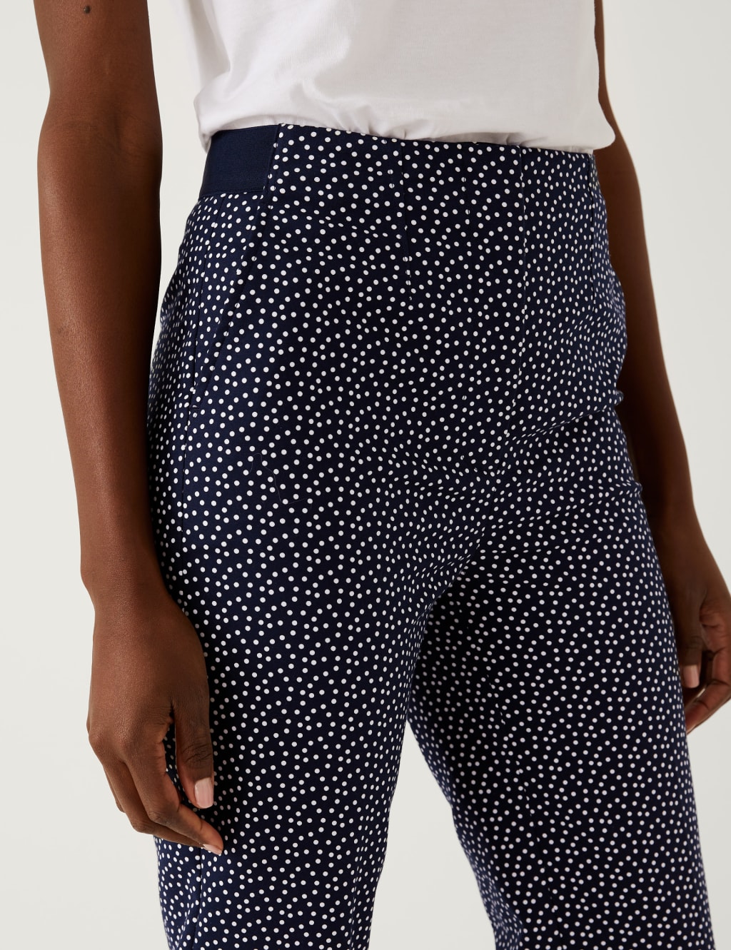 Cotton Rich Polka Dot Slim Fit Trousers image 2