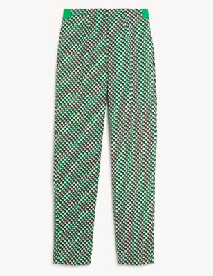 

Womens M&S Collection Cotton Rich Geometric Slim Fit Trousers - Soft Blue Mix, Soft Blue Mix