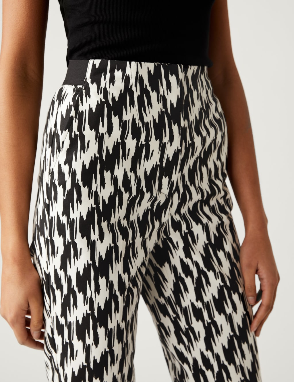 Cotton Blend Printed Slim Fit Trousers image 4