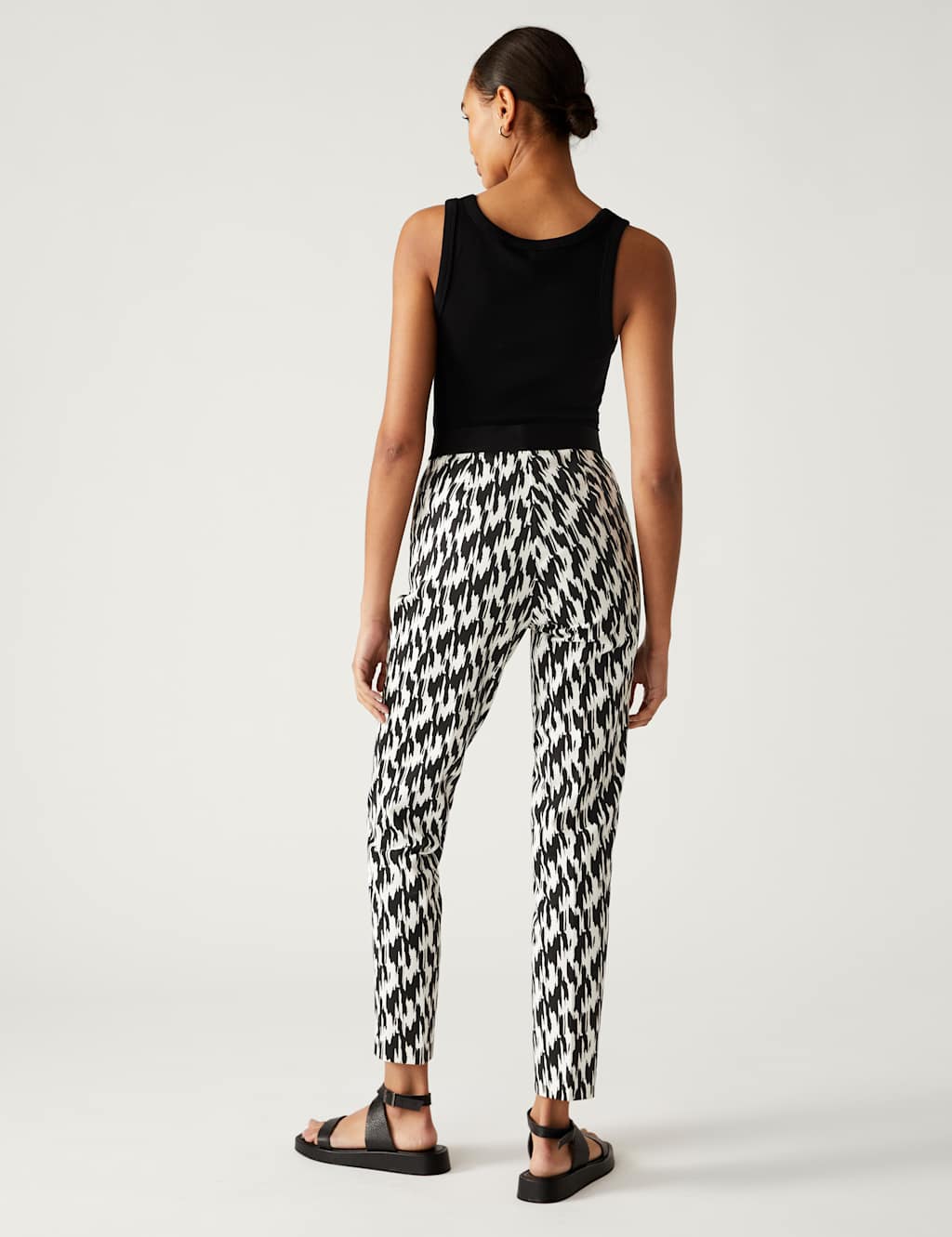 Cotton Blend Printed Slim Fit Trousers image 5