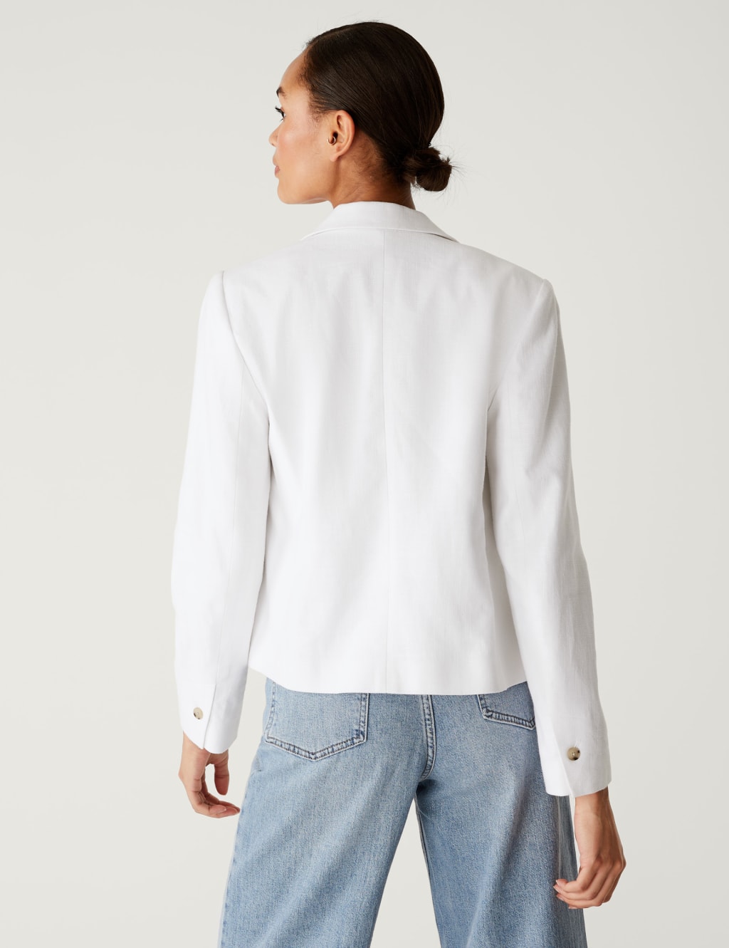 Linen Blend Tailored Cropped Blazer image 4