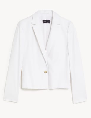 

Womens M&S Collection Linen Blend Tailored Cropped Blazer - Soft White, Soft White