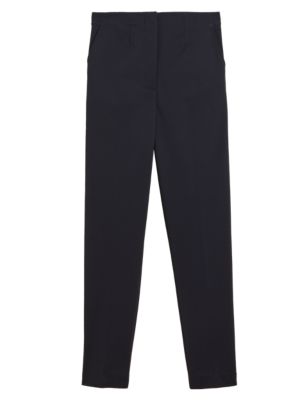 

Womens M&S Collection Cotton Blend Slim Fit Ankle Grazer Trousers - Navy, Navy