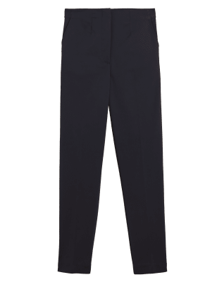 

Womens M&S Collection Cotton Blend Slim Fit Ankle Grazer Trousers - Navy, Navy