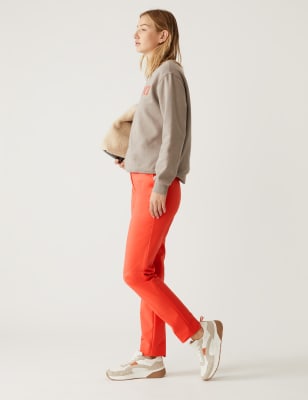 

Womens M&S Collection Cotton Blend Slim Fit Ankle Grazer Trousers - Flame, Flame