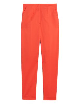 

Womens M&S Collection Cotton Blend Slim Fit Ankle Grazer Trousers - Flame, Flame
