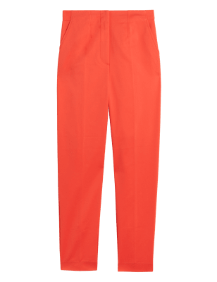 

Womens M&S Collection Schmal geschnittene, knöchellange Hose aus Baumwollmischgewebe - Flame, Flame