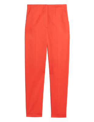 

Womens M&S Collection Cotton Blend Slim Fit Ankle Grazer Trousers - Flame, Flame