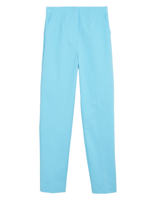 

Womens M&S Collection Cotton Blend Slim Fit Ankle Grazer Trousers - Bright Turquoise, Bright Turquoise