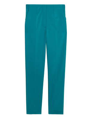 

Womens M&S Collection Schmal geschnittene, knöchellange Hose aus Baumwollmischgewebe - Dark Aqua, Dark Aqua