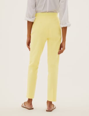 Cotton Blend Slim Fit Ankle Grazer Trousers