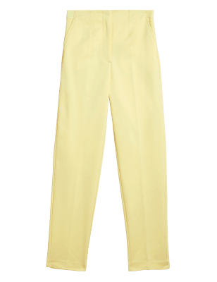 

Womens M&S Collection Cotton Blend Slim Fit Ankle Grazer Trousers - Yellow, Yellow