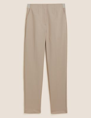 Marks And Spencer Womens M&S Collection Cotton Blend Slim Fit Ankle Grazer Trousers - Sand, Sand