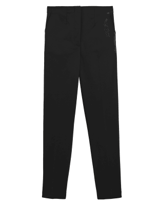 

Womens M&S Collection Cotton Blend Slim Fit Ankle Grazer Trousers - Black, Black