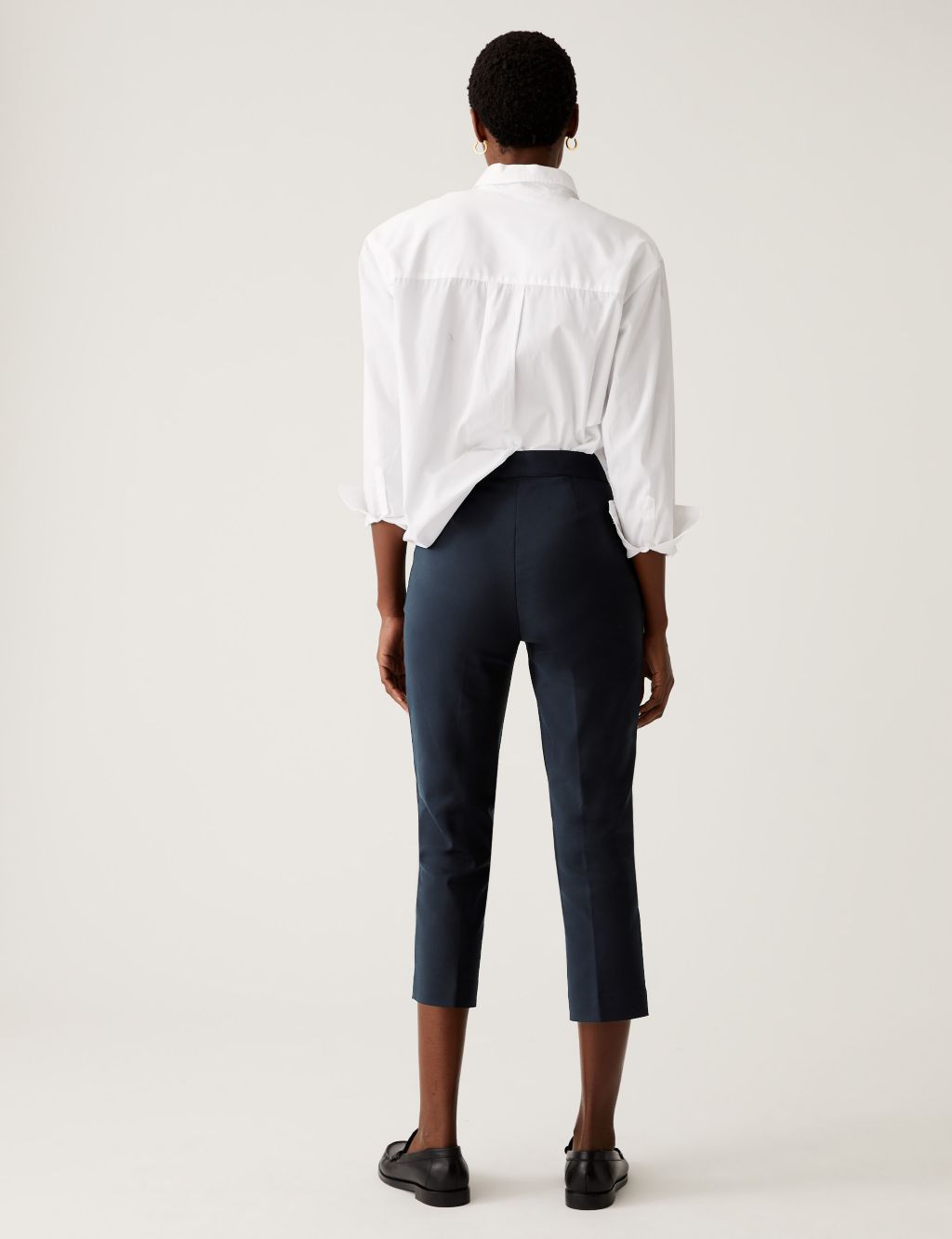 Cotton Blend Slim Fit Cropped Trousers image 4