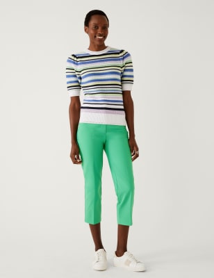 

Womens M&S Collection Schmal geschnittene 3/4-Hose aus Baumwollmischgewebe - Medium Green, Medium Green