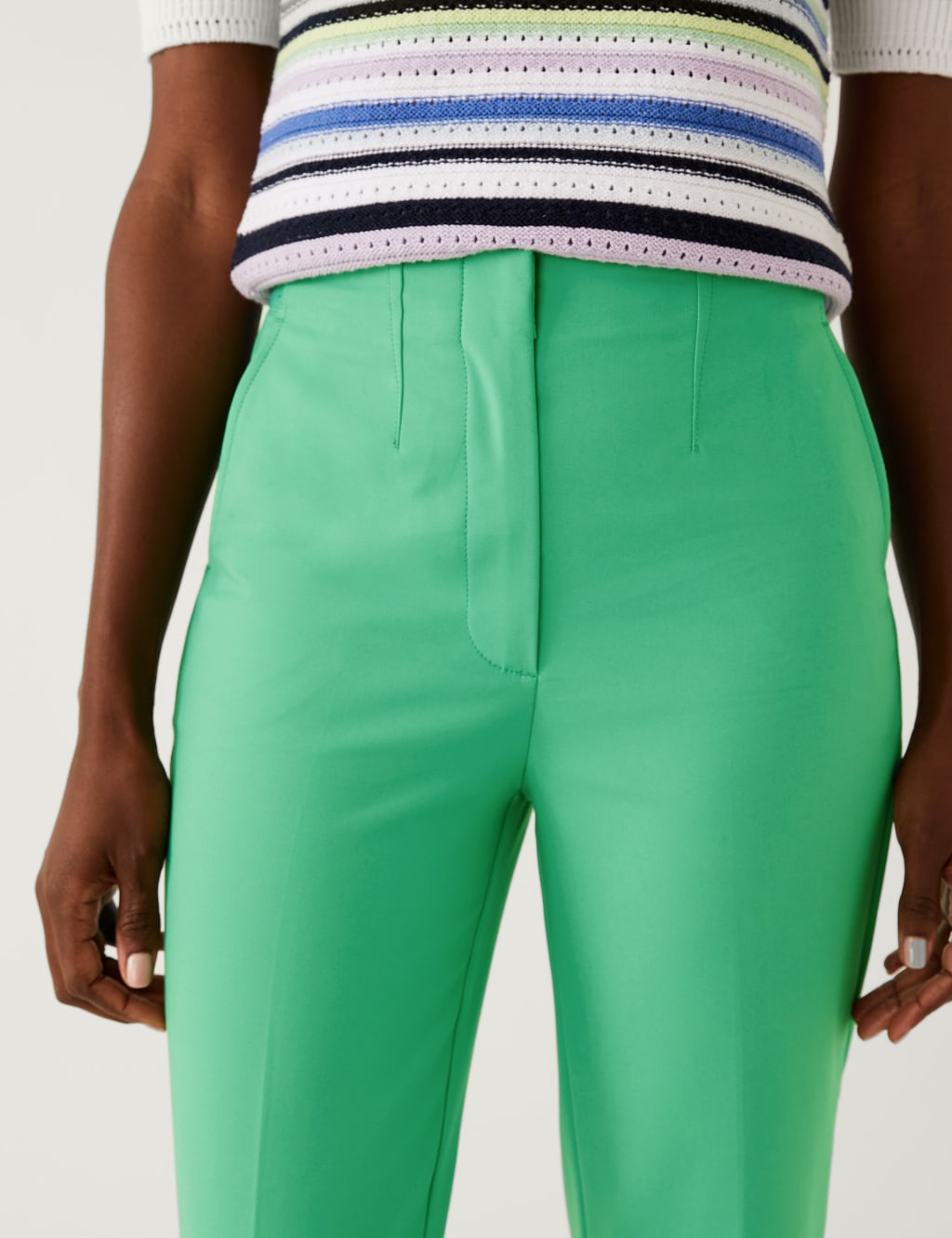 Cotton Blend Slim Fit Cropped Trousers image 3